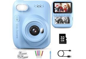 Instant Kindercamera met Printfunctie - 32GB & 3 Rollen Papier - 34% Korting