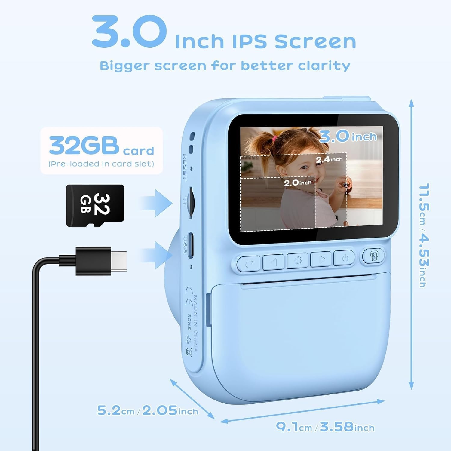 Instant Kindercamera met Printfunctie - 32GB & 3 Rollen Papier - 34% Korting