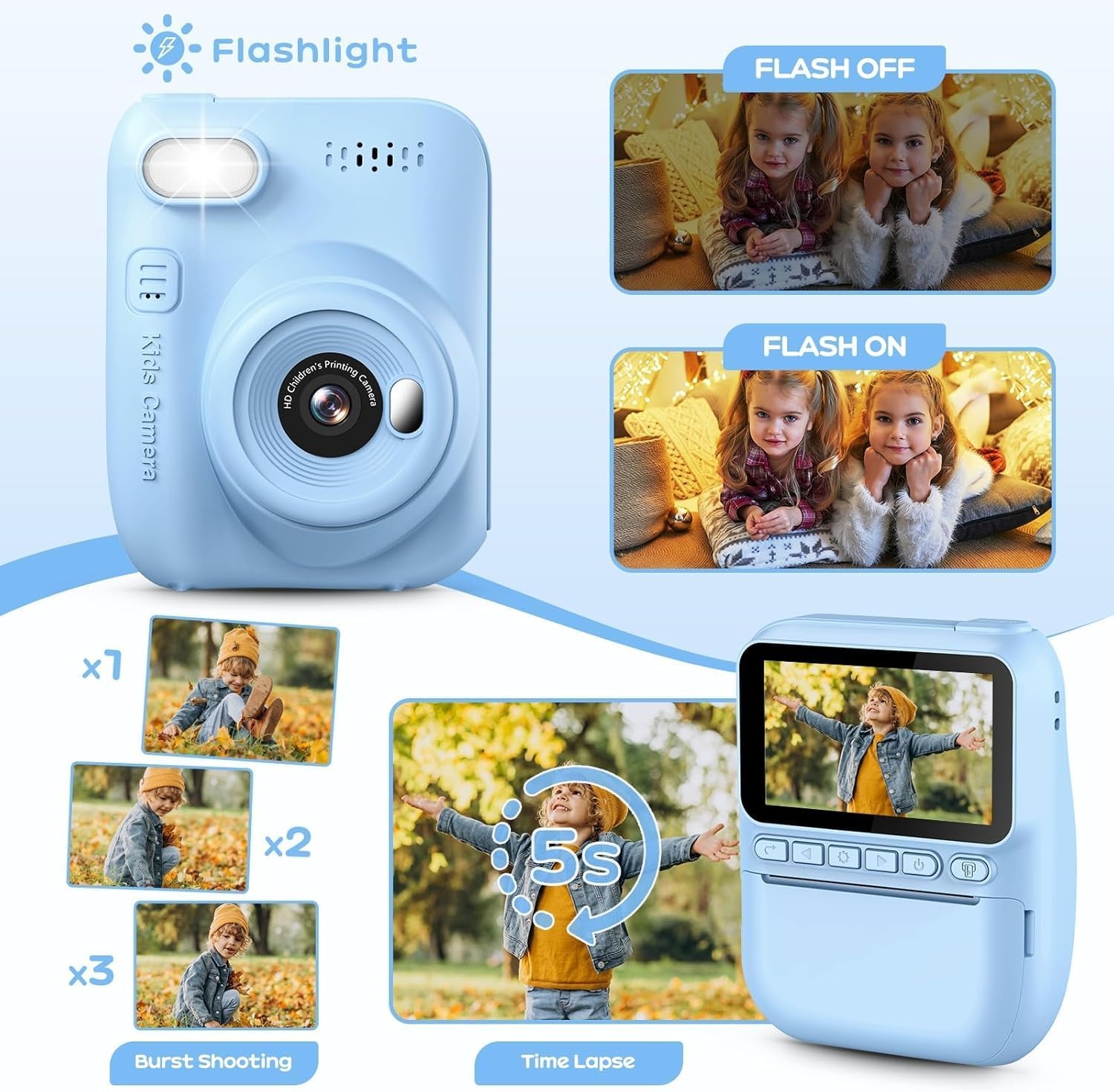 Instant Kindercamera met Printfunctie - 32GB & 3 Rollen Papier - 34% Korting