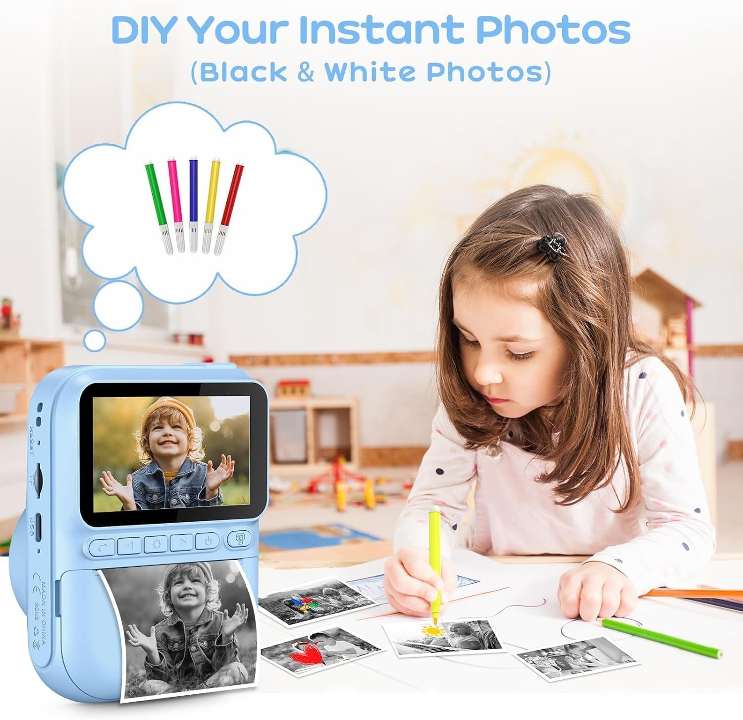 Instant Kindercamera met Printfunctie - 32GB & 3 Rollen Papier - 34% Korting