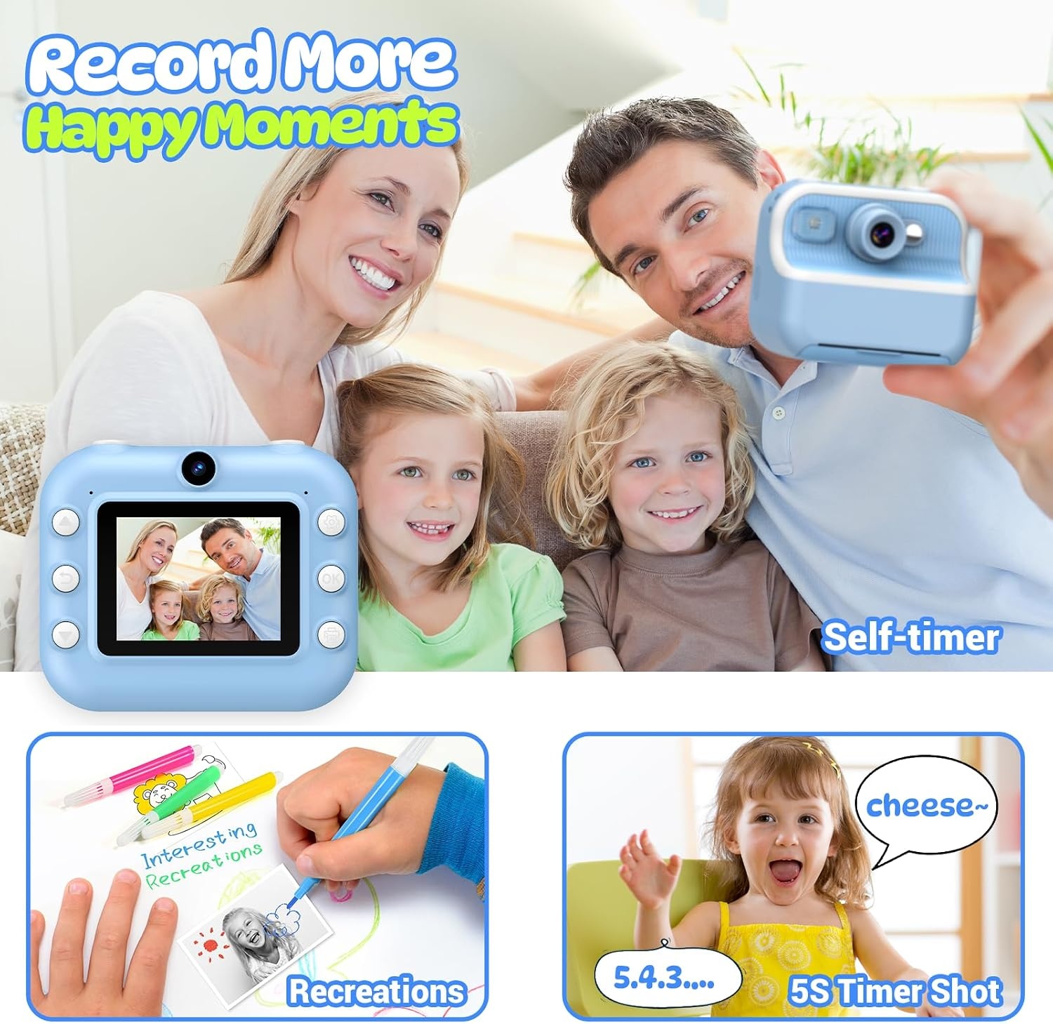 Digitale Kindercamera met Printer - 1080p HD & 32GB - 34% Korting!