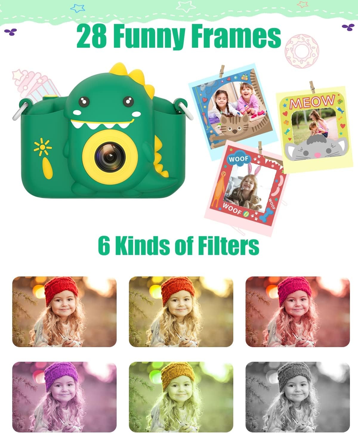 Digitale Kinder Camera 20MP Dubbele Lens - Groen | 33% Korting