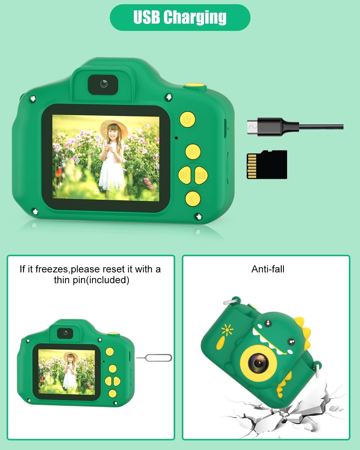 Digitale Kinder Camera 20MP Dubbele Lens - Groen | 33% Korting
