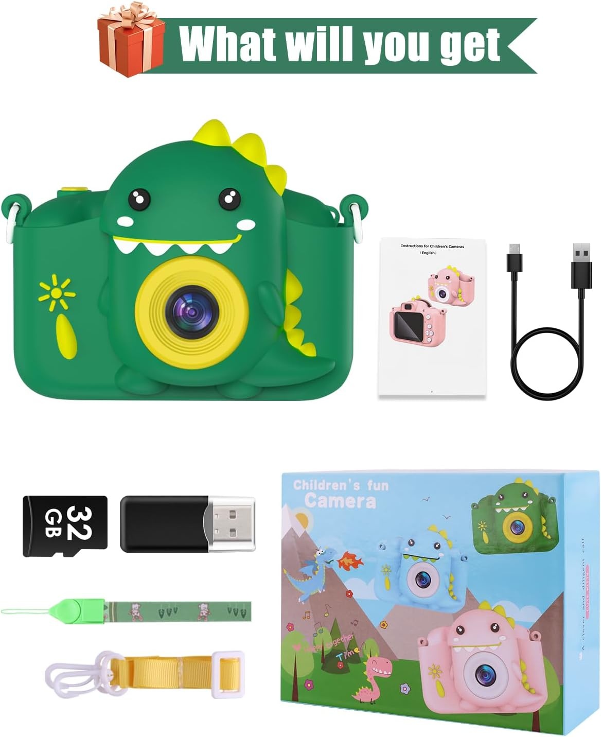 Digitale Kinder Camera 20MP Dubbele Lens - Groen | 33% Korting