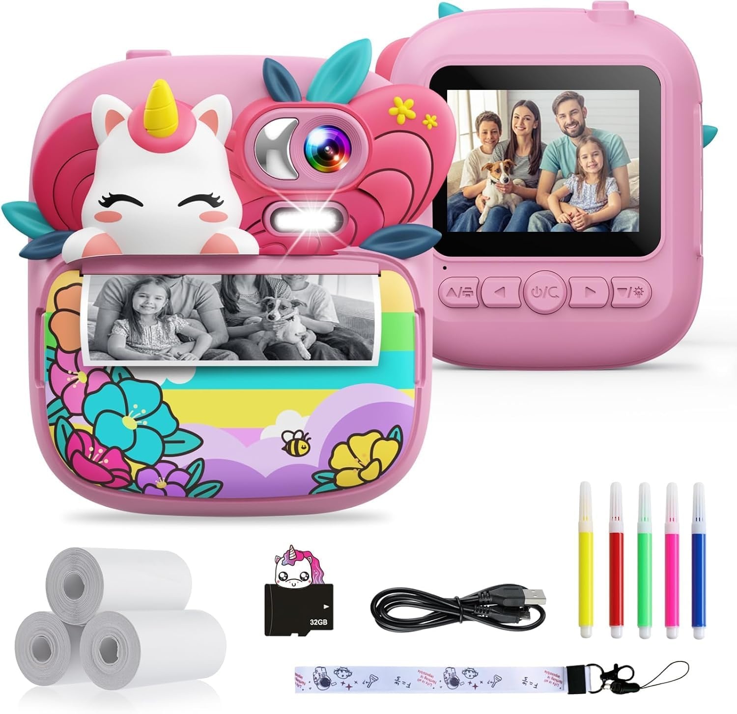 Kinder Instant Camera met Printer - Roze Eenhoorn Design - 34% Korting