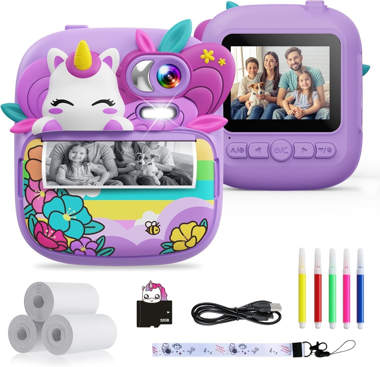 Kinder Instant Camera met Printer - Roze Eenhoorn Design - 34% Korting