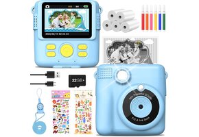 Instant Digitale Kindercamera Blauw | 1080P HD | Inclusief 32GB & Printpapier | 50% Korting