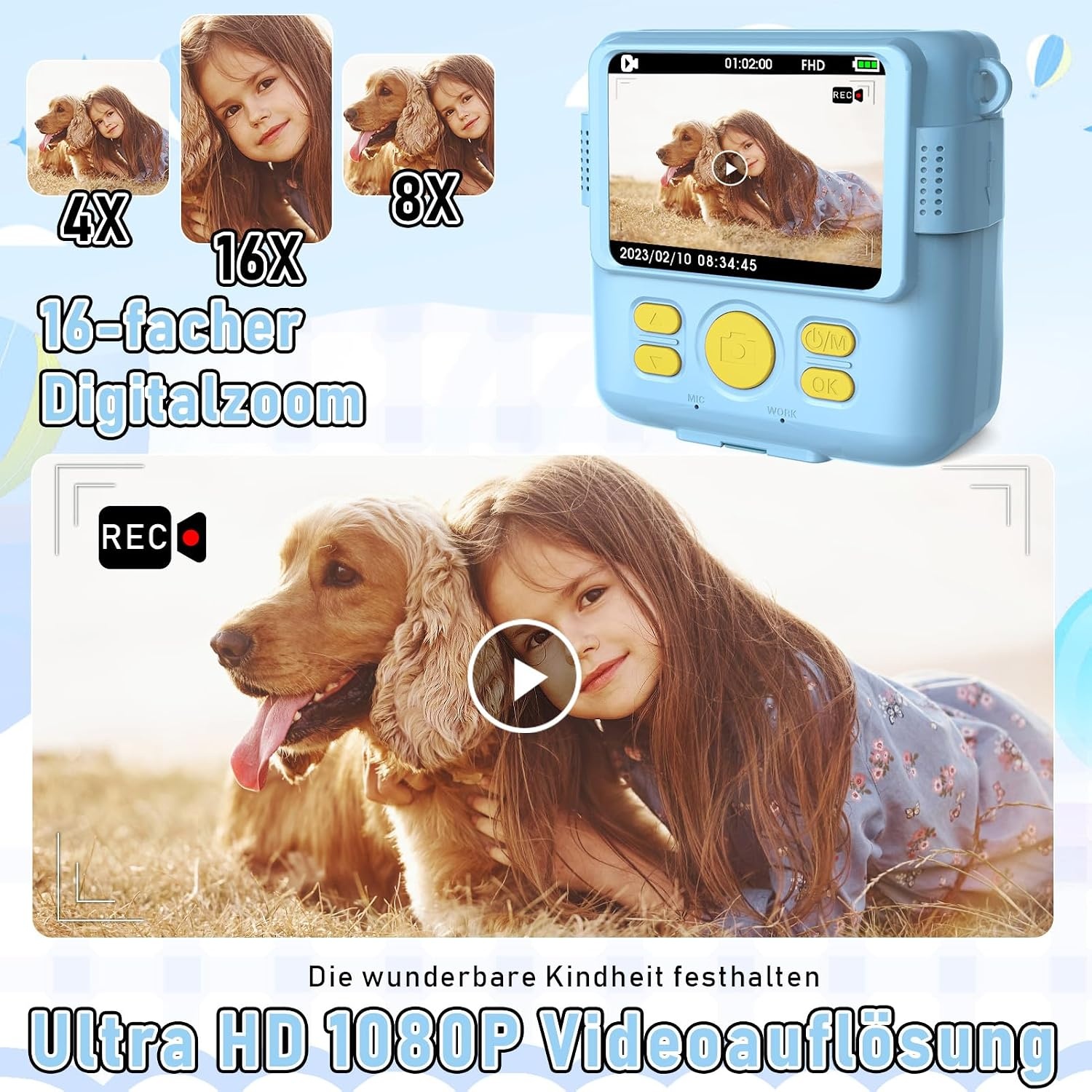 MILFECH Kinder Camera Blauw - Direct Print, 1080P HD, 33% Korting