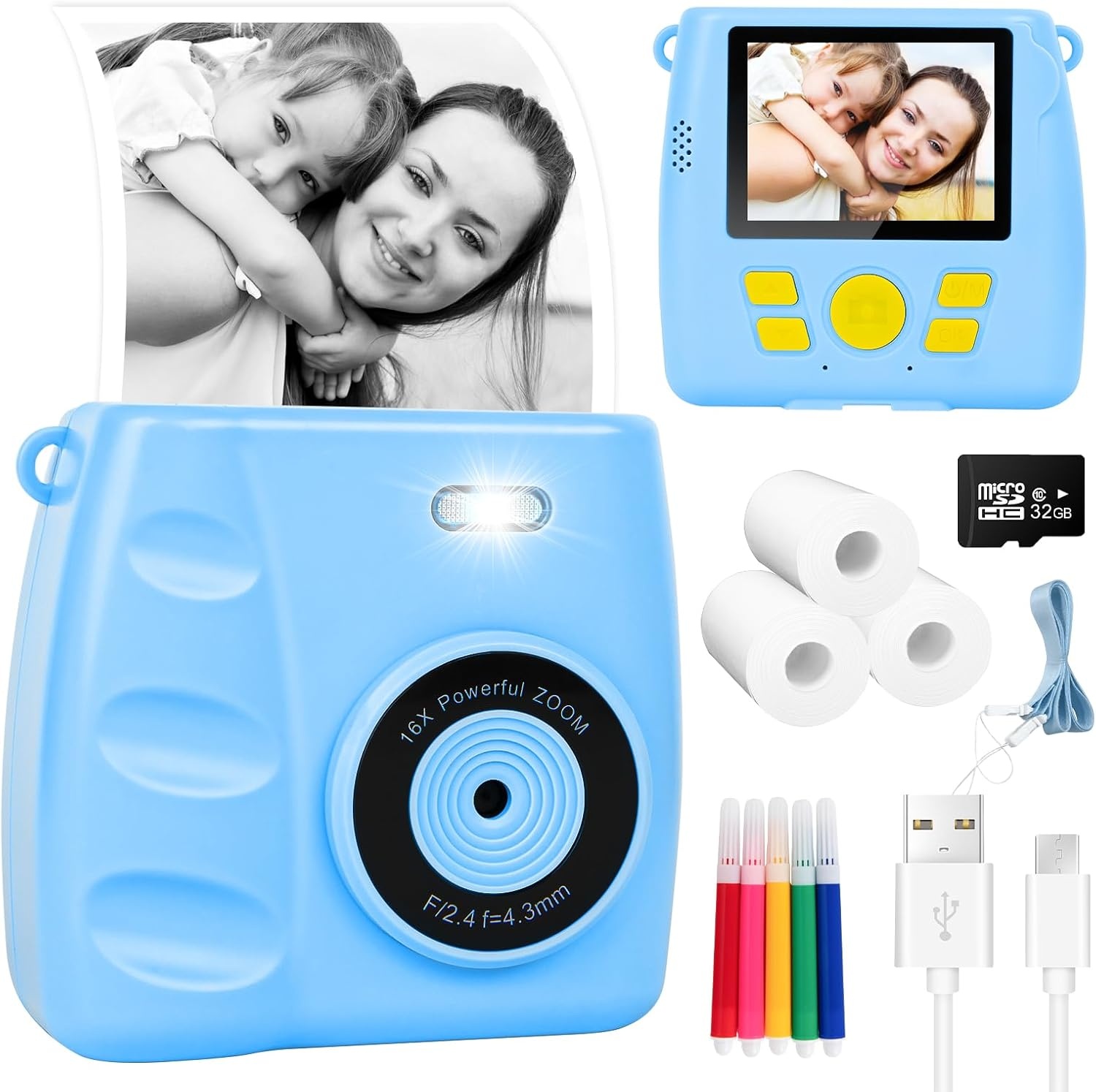 Instant Print Kindercamera Blauw - 33% Korting!