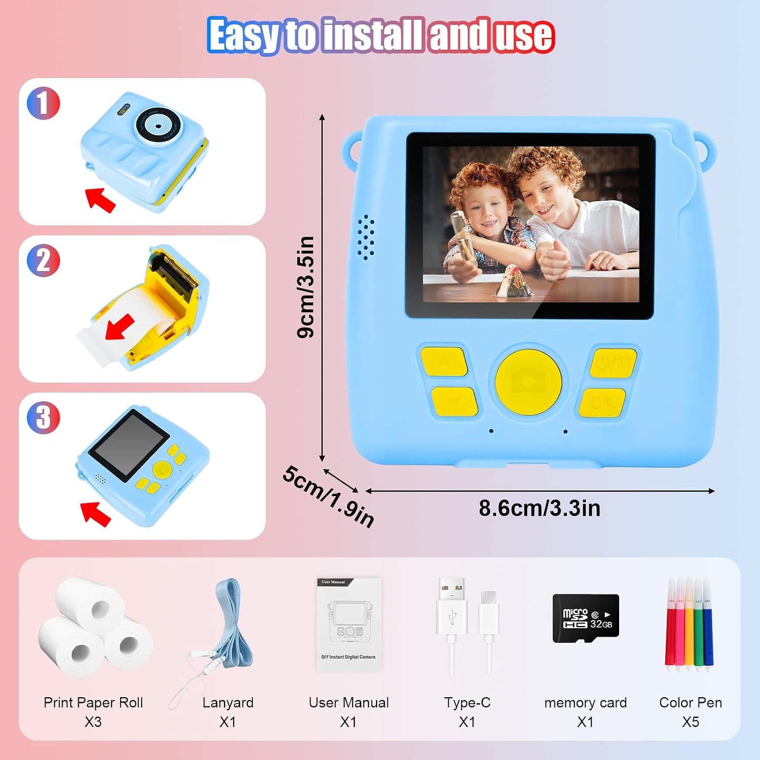 Instant Print Kindercamera Blauw - 33% Korting!