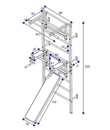 Krachtstation met Hulp: Ladder, Pull-up Bar, Dip Station & Bankje - Zwart - 35% Korting