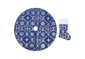 Blauwe Luxe Kerstboomrok met Sok (122 cm) - 74% Korting