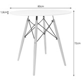 Ronde Eettafel 80cm Wit Mat met Beukenhouten Poten | 34% Korting