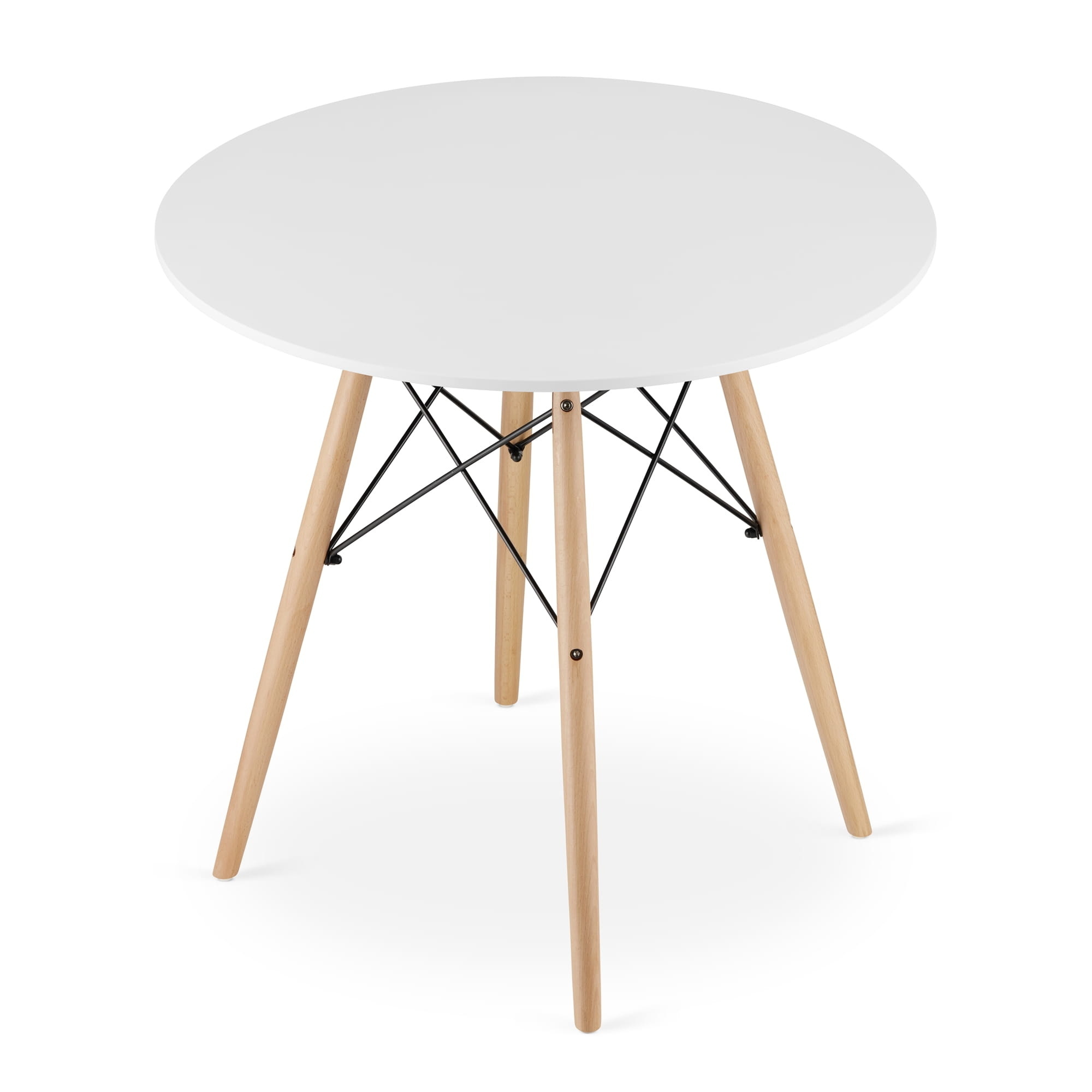 Ronde Eettafel 80cm Wit Mat met Beukenhouten Poten | 34% Korting