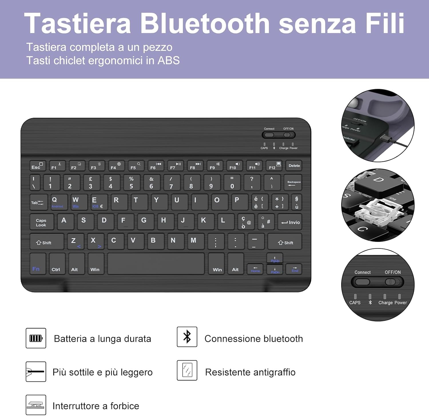Hoes met Italiaans QWERTY Bluetooth Toetsenbord voor iPad 10/11 Gen - Violet - 76% Korting