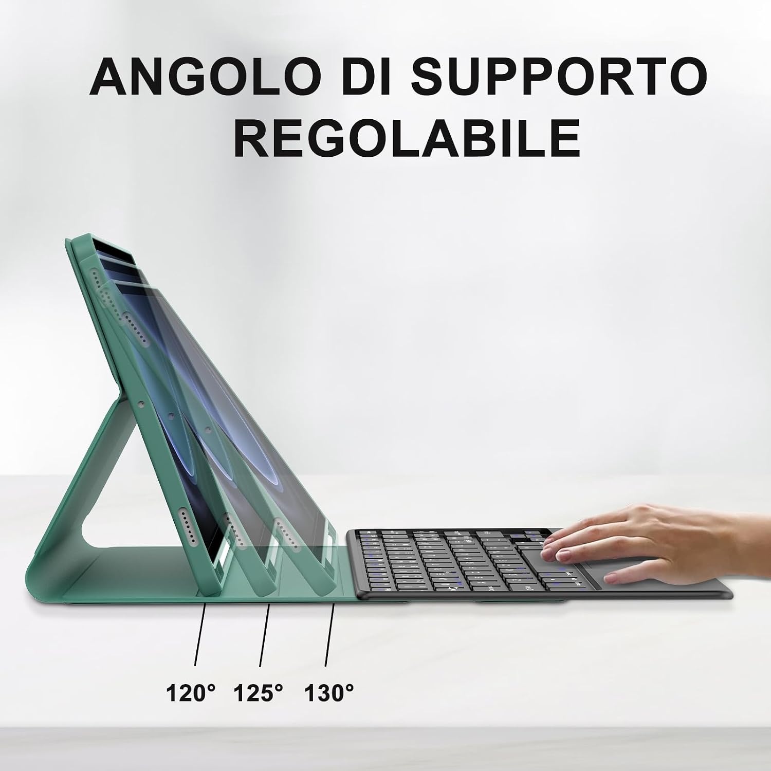 Toetsenbordhoes met Touchpad voor Samsung Tab S9 FE 10.9"/S9 11" (Donkergroen, Italiaans QWERTY) - 77% Korting