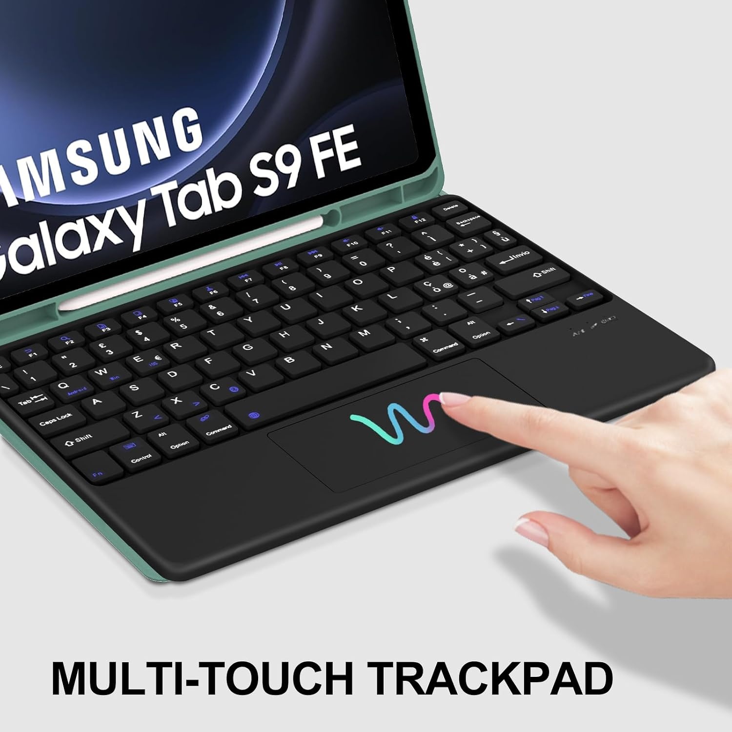 Toetsenbordhoes met Touchpad voor Samsung Tab S9 FE 10.9"/S9 11" (Donkergroen, Italiaans QWERTY) - 77% Korting