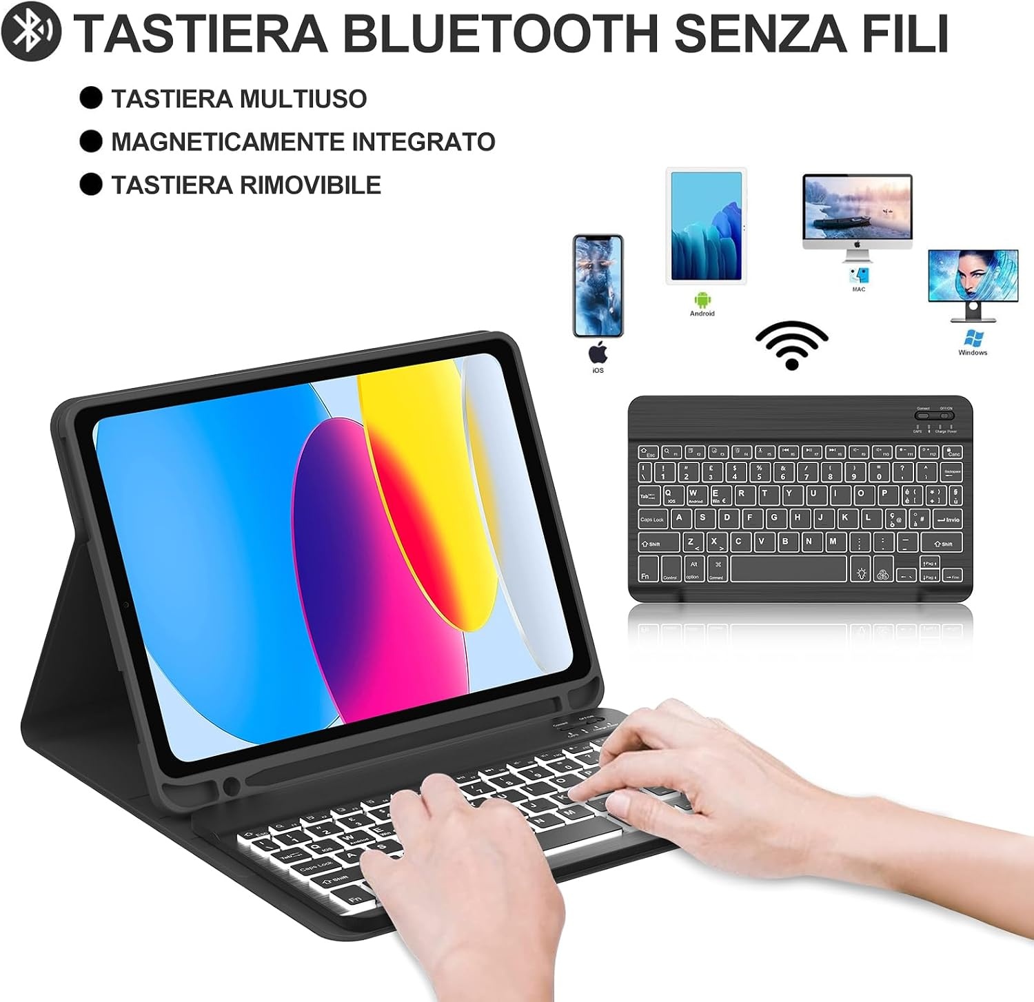 Hoes met Italiaans QWERTY Toetsenbord voor iPad 10e Gen 10,9 inch - 75% Korting