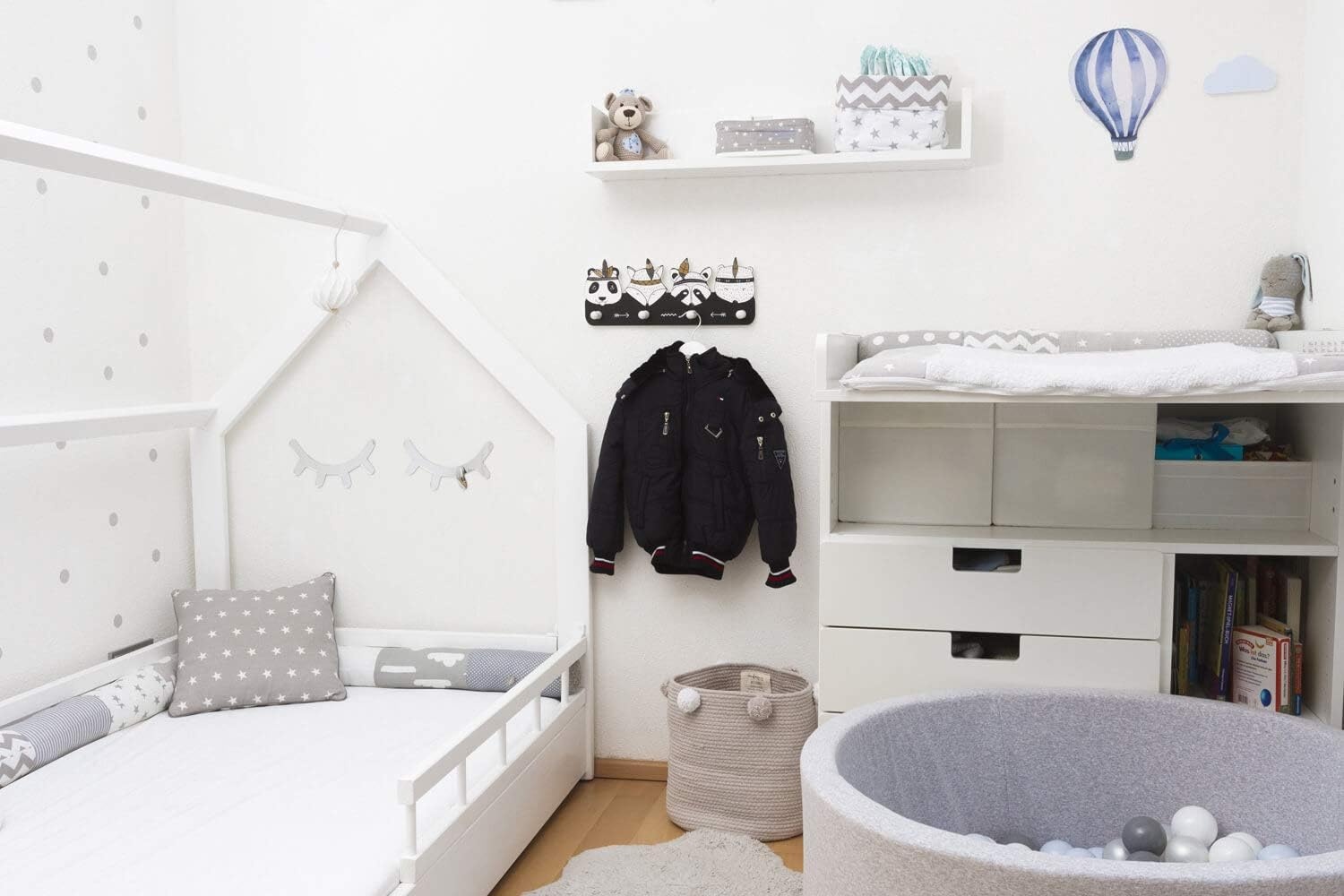 Kinder Wandgarderobe Dierenkoppen Zwart-Wit 39cm - 75% Korting