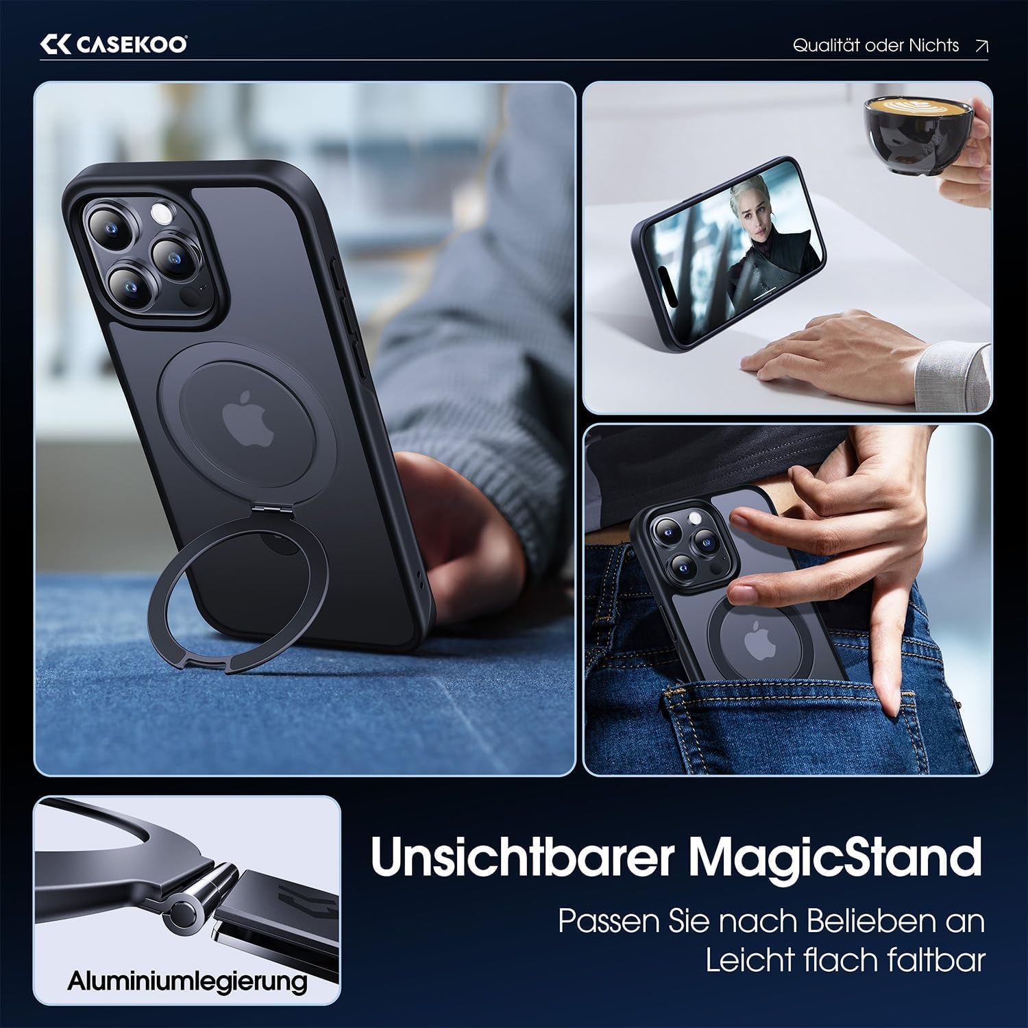 Telefoonhoesje iPhone 15 Pro MagSafe Standaard Zwart - 75% Korting