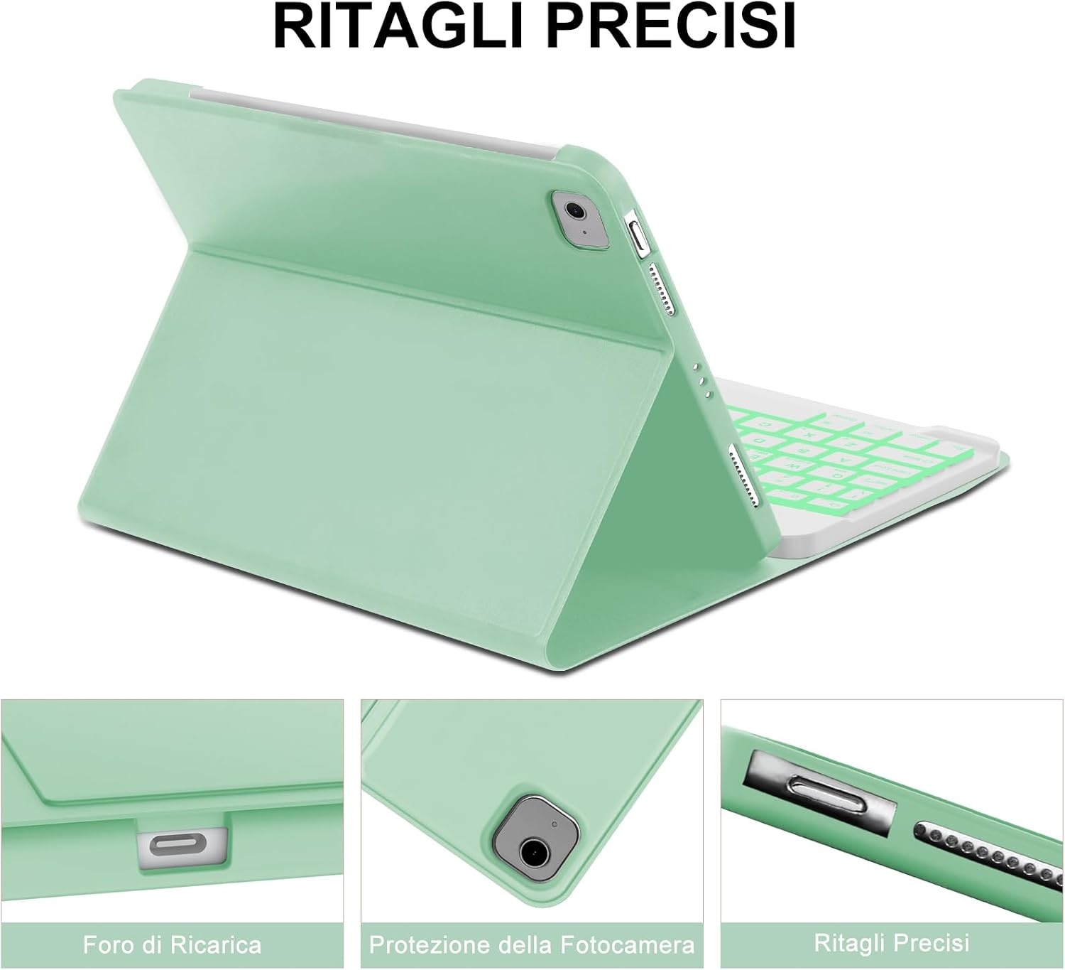 Lichtgroene Toetsenbordhoes iPad Air 11" QWERTY Bluetooth met Backlight - 77% Korting