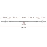 Halterstang 120 cm | 25 mm diameter | Verchroomd staal | Max 140 kg | 42% Korting