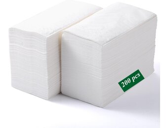 Witte Diner Servetten met Zilveren Rand - 40x40 cm (200 stuks, 73% korting)