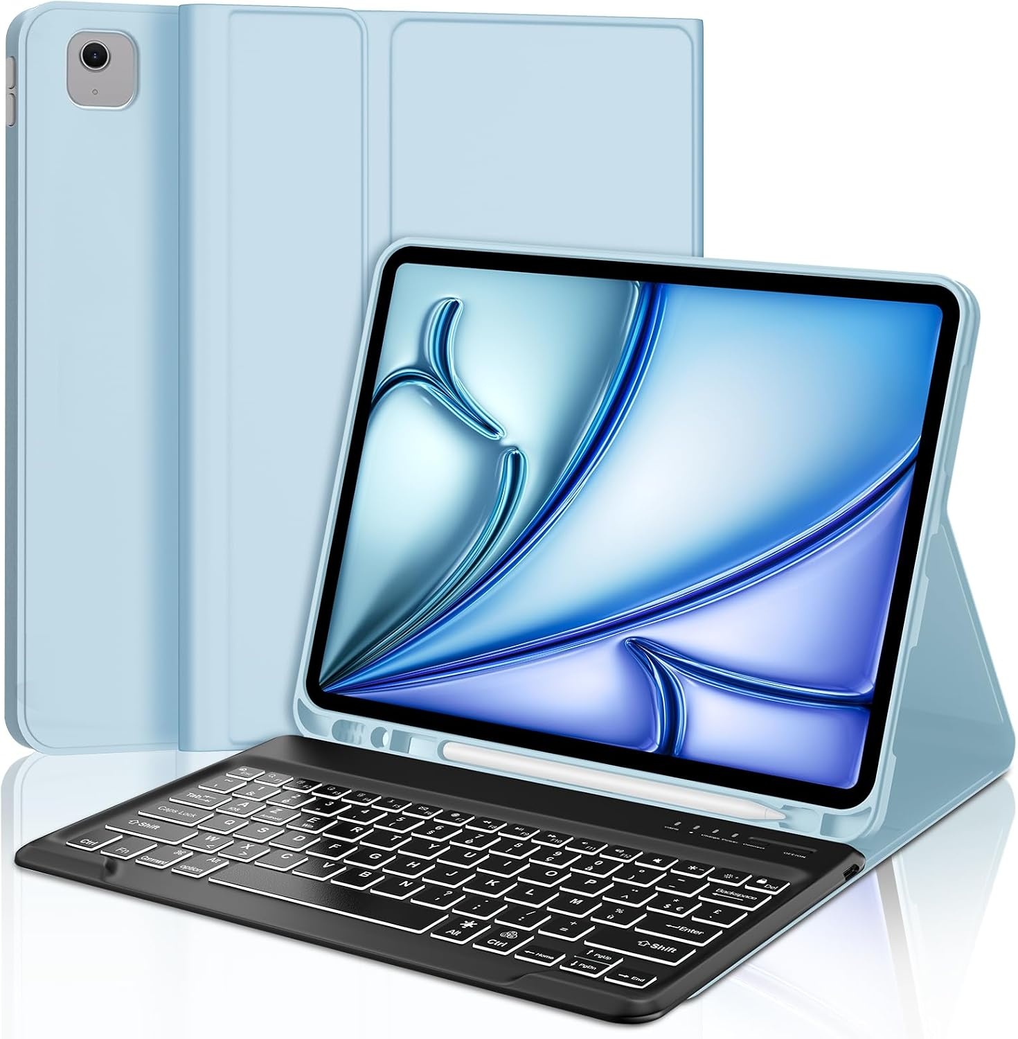 Toetsenbordhoes iPad Air 13 M2 2024 - Italiaans QWERTY, Verlicht & Afneembaar - 76% Korting!