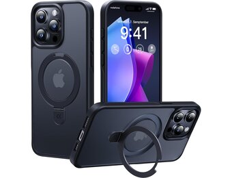 iPhone 15 Pro Max Hoesje (75% Korting) | MagSafe, Standaard & Ringhouder, Zwart