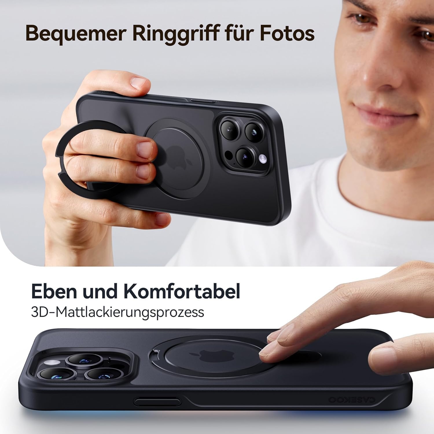 iPhone 15 Pro Max Hoesje (75% Korting) | MagSafe, Standaard & Ringhouder, Zwart