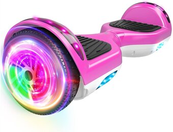 SISIGAD Hoverboard, gyropod, 6,5 pouces, hoverboard met bluetooth, ledverlichting, roze huid en bas, wit