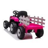 Elektrische tractor ride-on – Roze – Met aanhanger