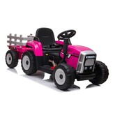 Elektrische tractor ride-on – Roze – Met aanhanger