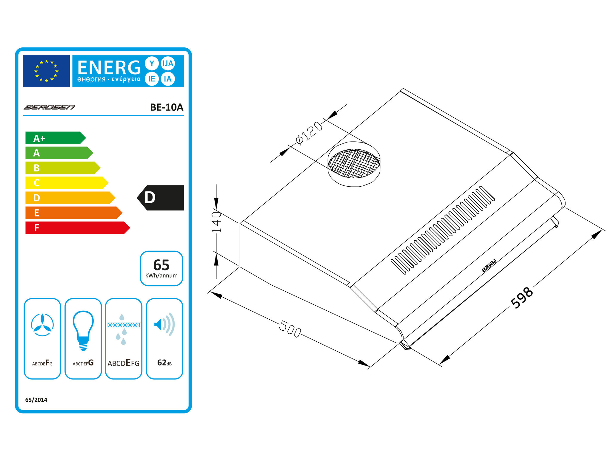 Afzuigkap 60 cm - Onderbouw - Zwart - Berdsen