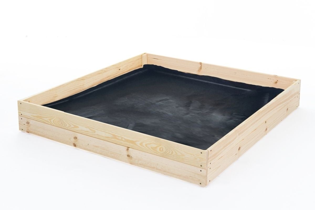 Moestuinbak - kweekbak - 120x120x18 cm - hout - met gronddoek