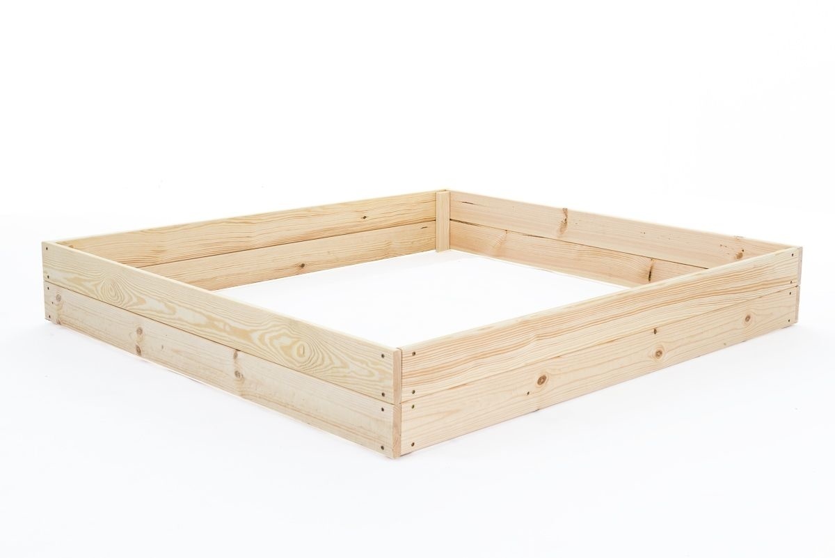 Moestuinbak - kweekbak - 120x120x18 cm - hout - met gronddoek