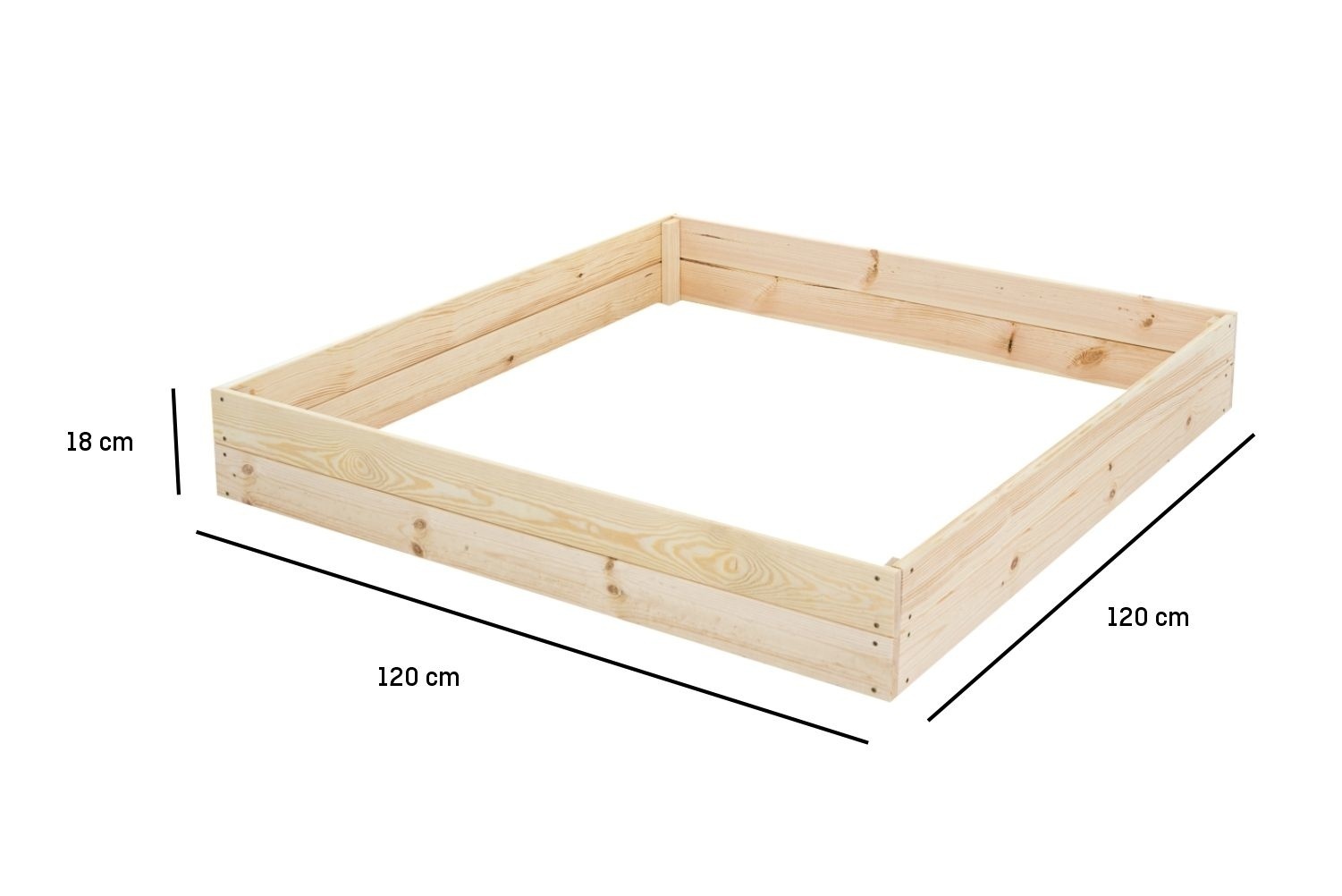 Moestuinbak - kweekbak - 120x120x18 cm - hout - met gronddoek