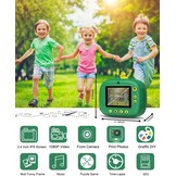 Hangrui Instant kindercamera, 1080p camera voor kinderen, direct printen met 32G-kaart, 3 rollen printpapier, 5 gekleurde pennen, cadeau voor kinderen van 3-12 jaar, 2,4 stijl, donkergroen
