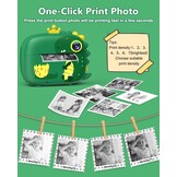 Hangrui Instant kindercamera, 1080p camera voor kinderen, direct printen met 32G-kaart, 3 rollen printpapier, 5 gekleurde pennen, cadeau voor kinderen van 3-12 jaar, 2,4 stijl, donkergroen