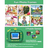 Hangrui Instant kindercamera, 1080p camera voor kinderen, direct printen met 32G-kaart, 3 rollen printpapier, 5 gekleurde pennen, cadeau voor kinderen van 3-12 jaar, 2,4 stijl, donkergroen