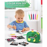 Hangrui Instant kindercamera, 1080p camera voor kinderen, direct printen met 32G-kaart, 3 rollen printpapier, 5 gekleurde pennen, cadeau voor kinderen van 3-12 jaar, 2,4 stijl, donkergroen