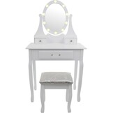 Cosmetische Kaptafel met Spiegel & Krukje | 3 Lades | 34% Korting