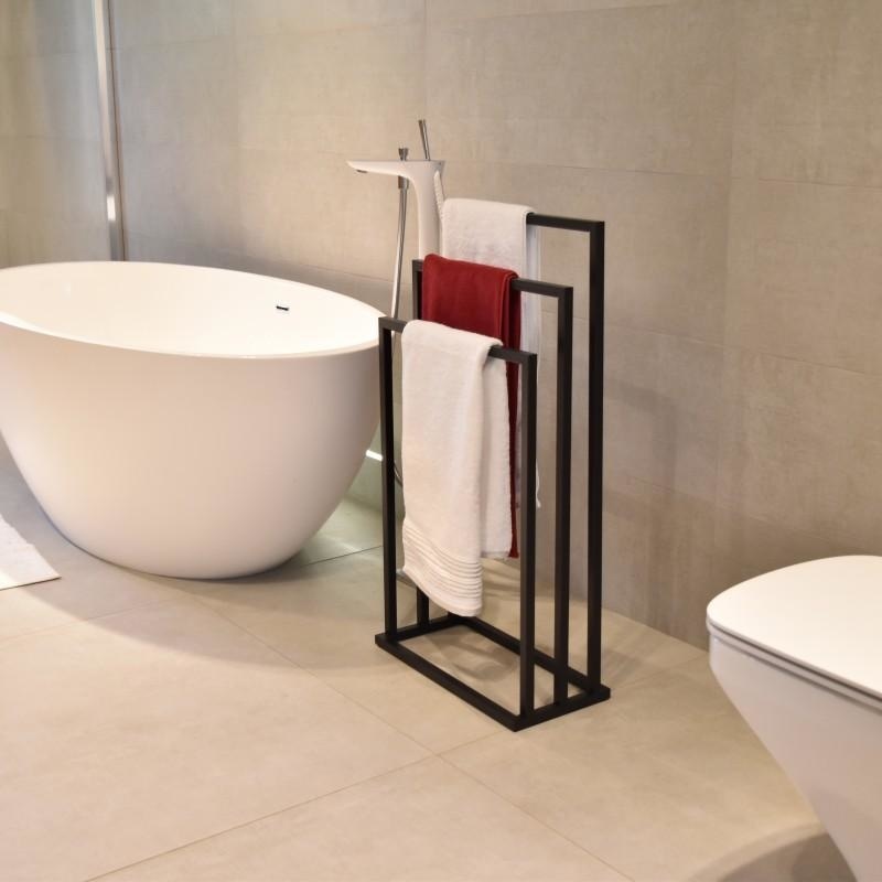 Vrijstaand Handdoekenrek 3 Armen Zwart Staal - 33% Korting