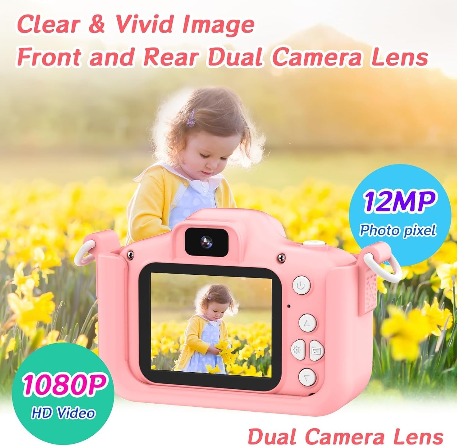 YunLone Astronaut Kinder-camera met 32GB SD-kaart - 12MP - 1080P Video - Roze