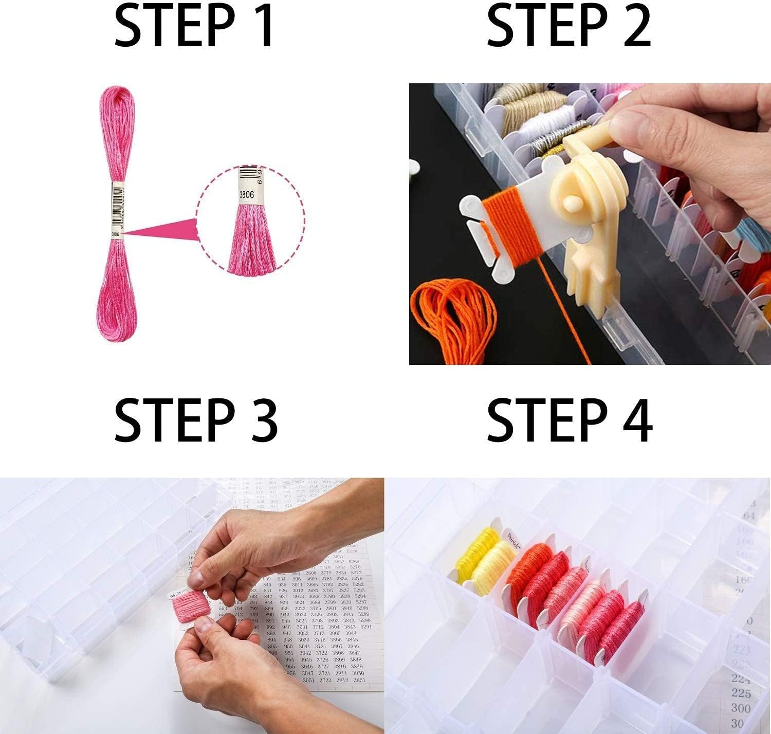 Borduurgaren Organizer Box met 24 Vakken, Spoelwinder & 40 Kloses - 72% Korting!