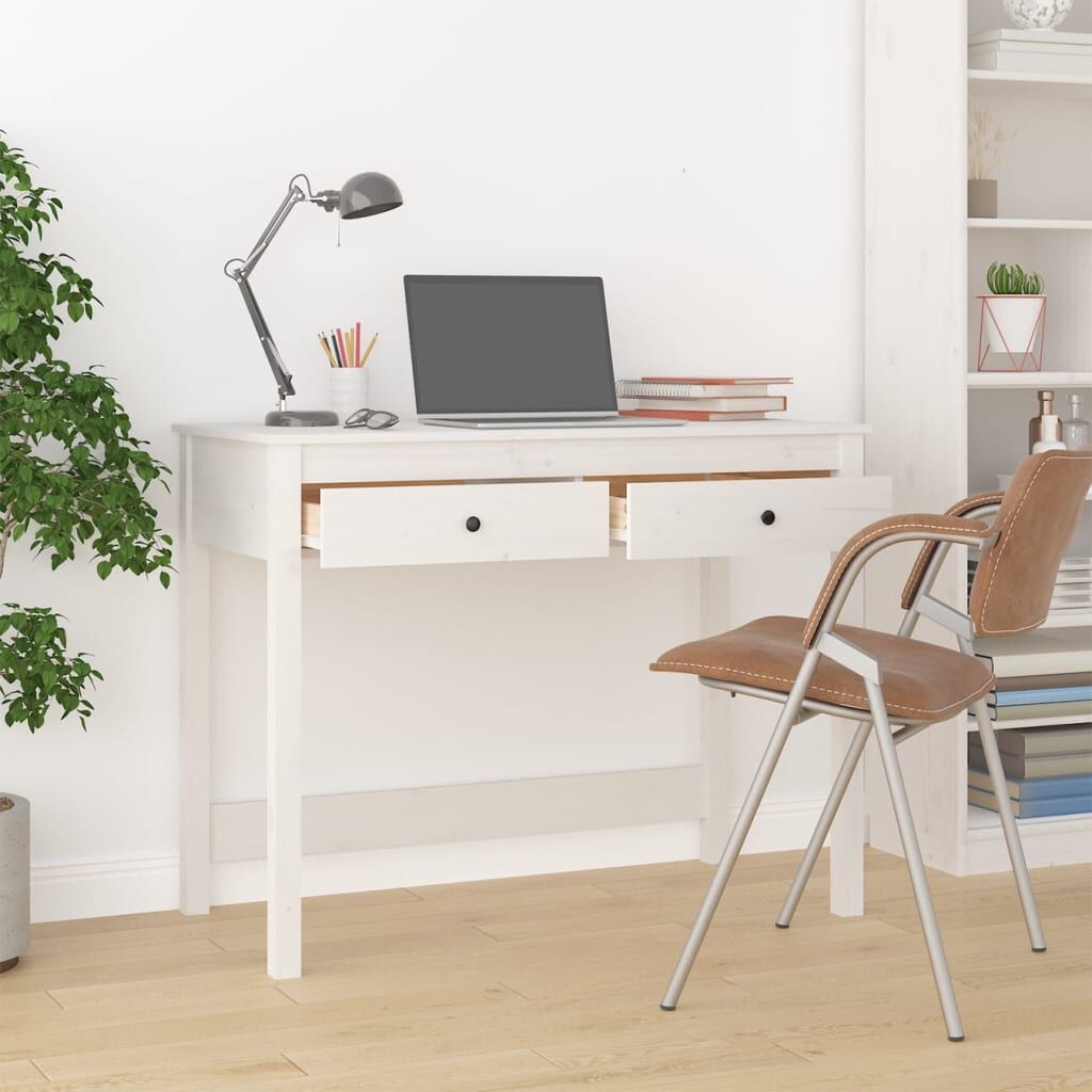 Bureau met lades 100x50x78 cm grenenhout wit - 35% korting