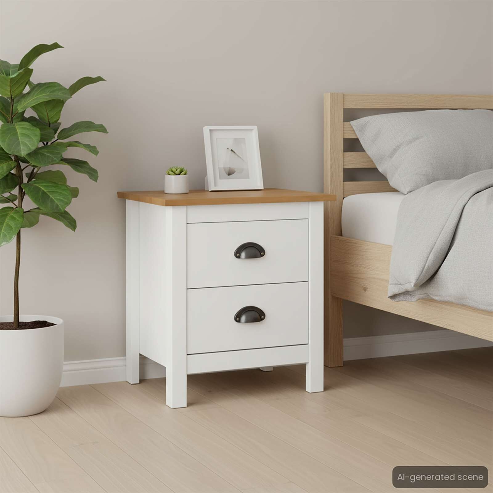 vidaXL Nachtkastje Hill Grenenhout Wit 46x35x49,5 cm - 34% Korting