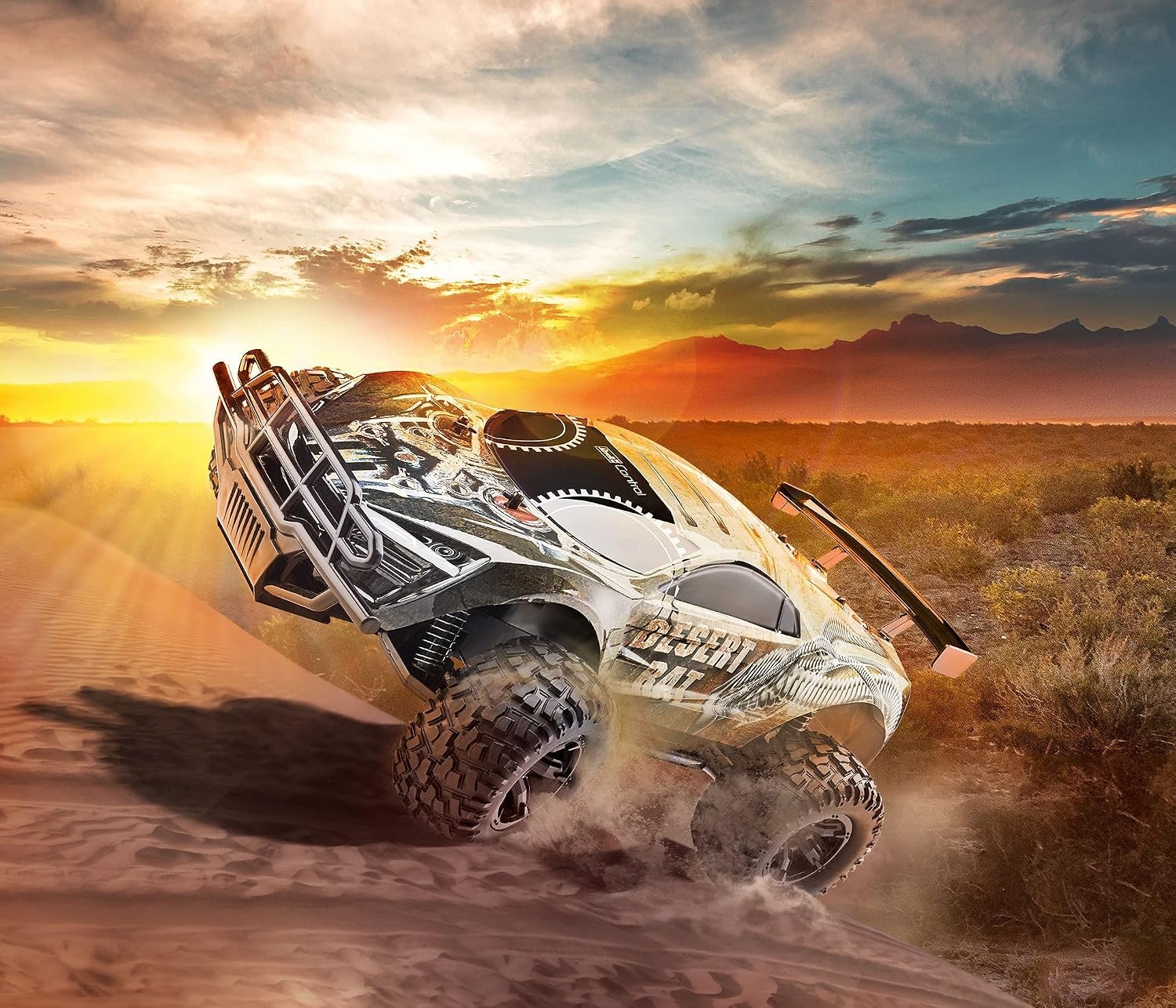 RC Auto Off-road Desert Rat 1:10 | 47cm | 20 km/u | 2.4 GHz | Zwart/Bruin - 34% Korting