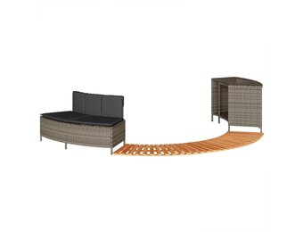 VidaXL Hottub-ombouw Poly Rattan Acaciahout Grijs - 35% Korting