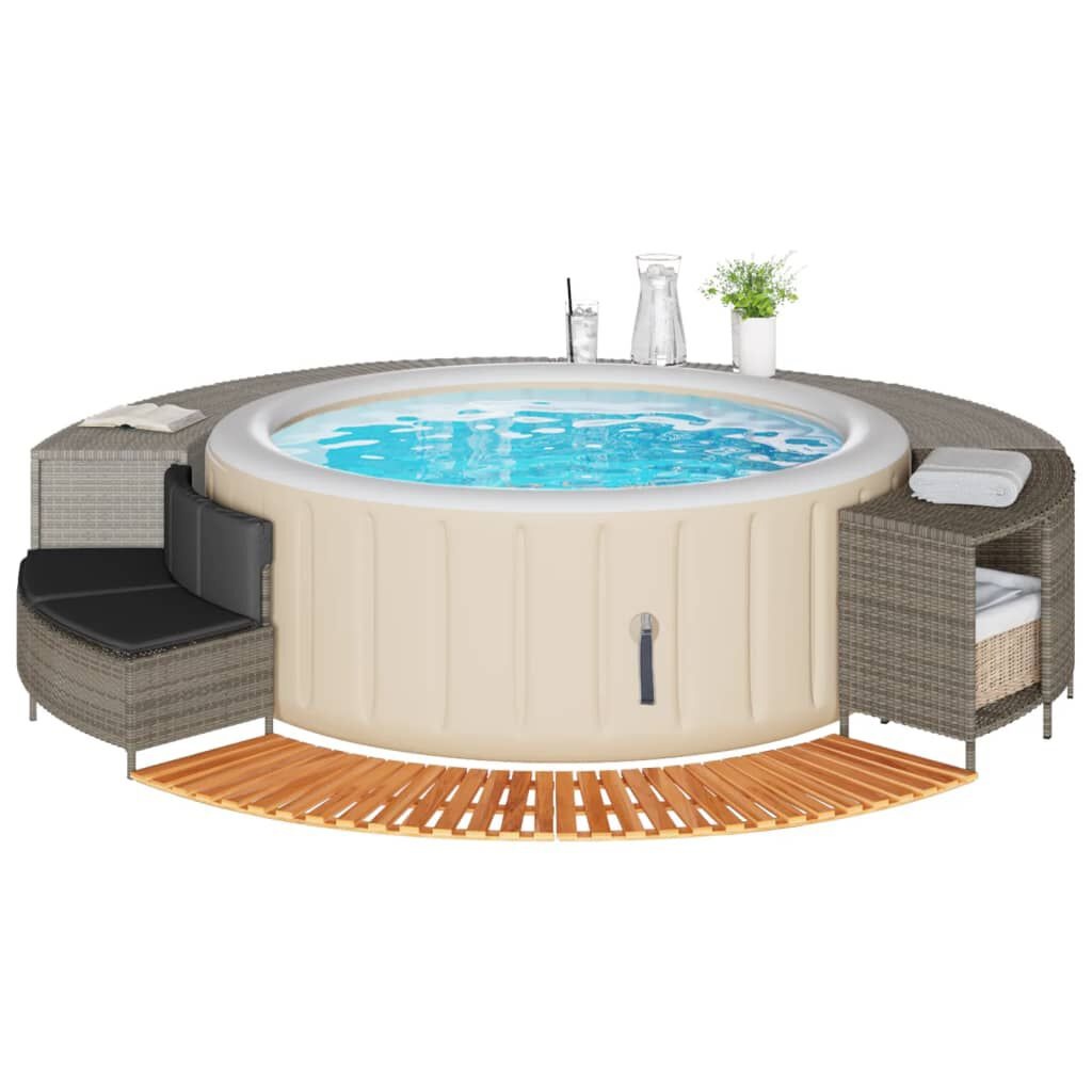 VidaXL Hottub-ombouw Poly Rattan Acaciahout Grijs - 35% Korting